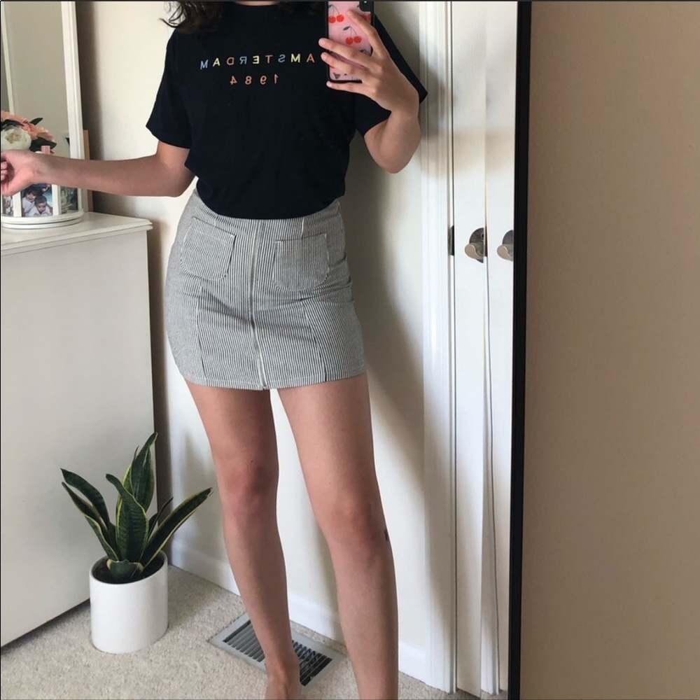 brandy melville striped zip up a-line skirt